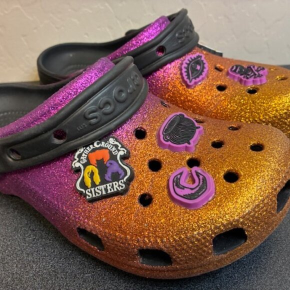 Crocs Disney Hocus Pocus Slip-On Clog Orange Purple Women Size 6 Men 4 Jibbitz - Picture 2 of 3